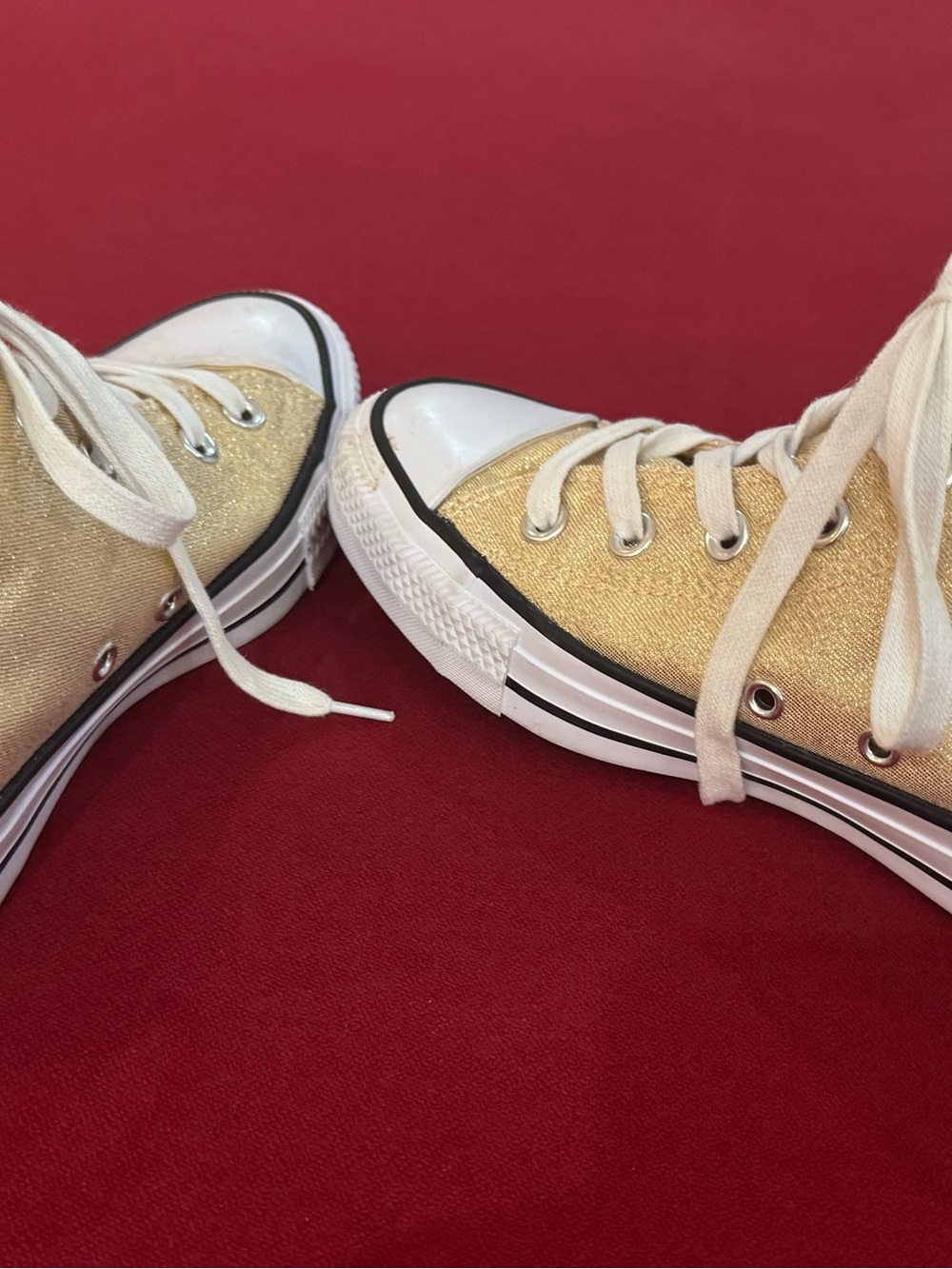 Kids Glitter High-Top Sneakers in Gold